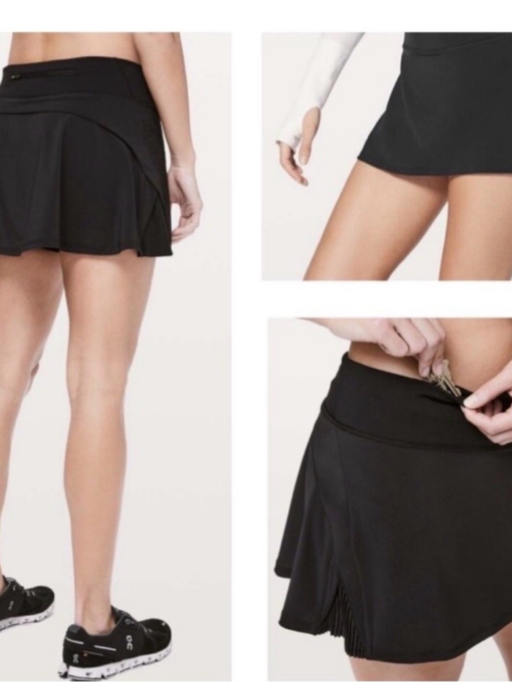 lululemon athletica Black play off the pleats Skirt with Hidden Zip Pocket